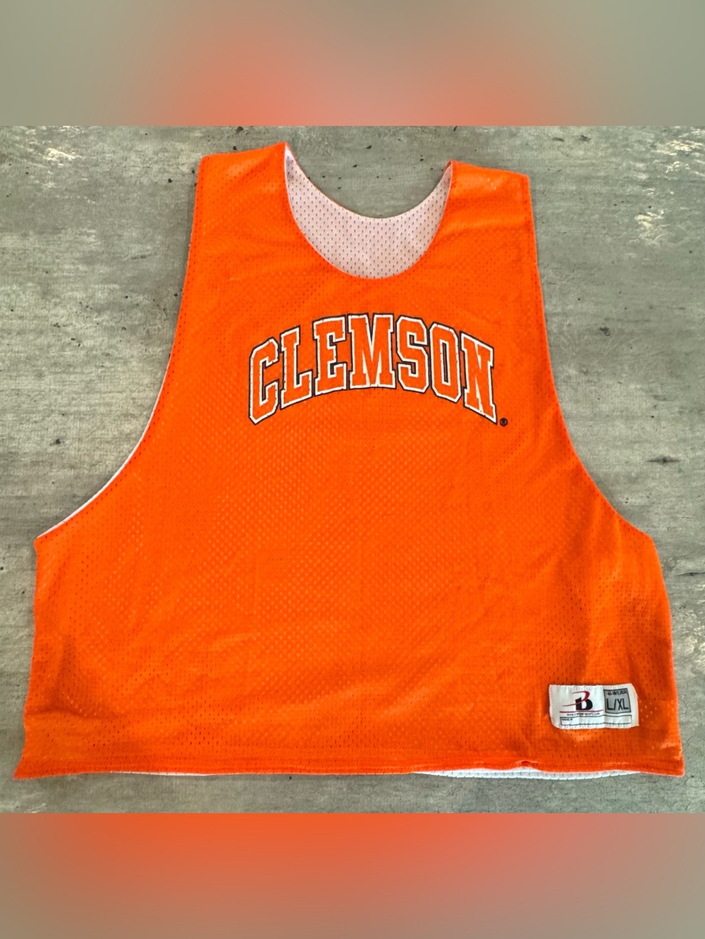 Clemson Tigers Sleeveless Mesh Jersey Orange White Badger Sport NCAA Mens L / XL